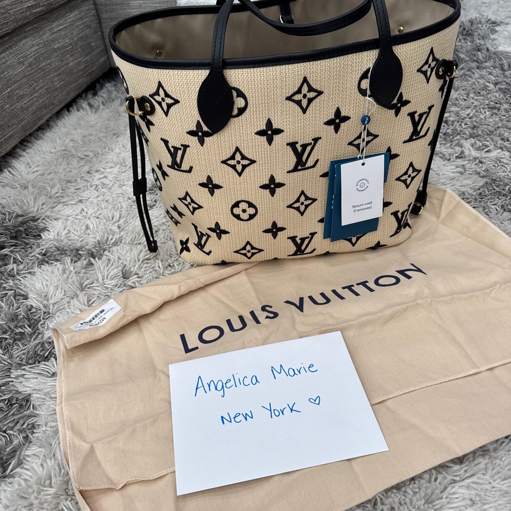 🖤SOLD🖤 Louis Vuitton By The Pool Raffia Cotton Black Neverfull - Picture 5 of 12